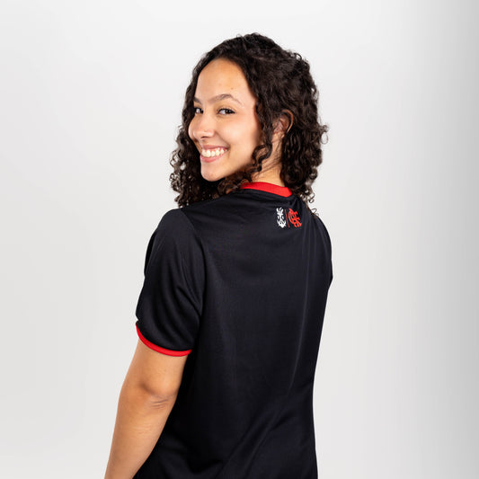 FLAMENGO - CAMISETA TORCEDOR - EMOÇÃO - PRETO C/ VERMELHO