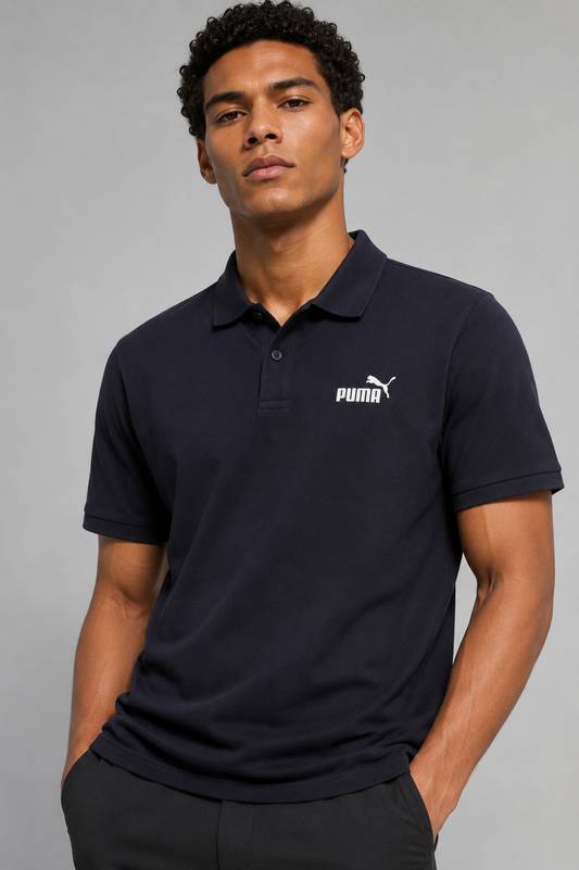 CAMISA POLO ESSENTIALS NO. 1 LOGO PIQUE MASCULINA AZUL - PUMA
