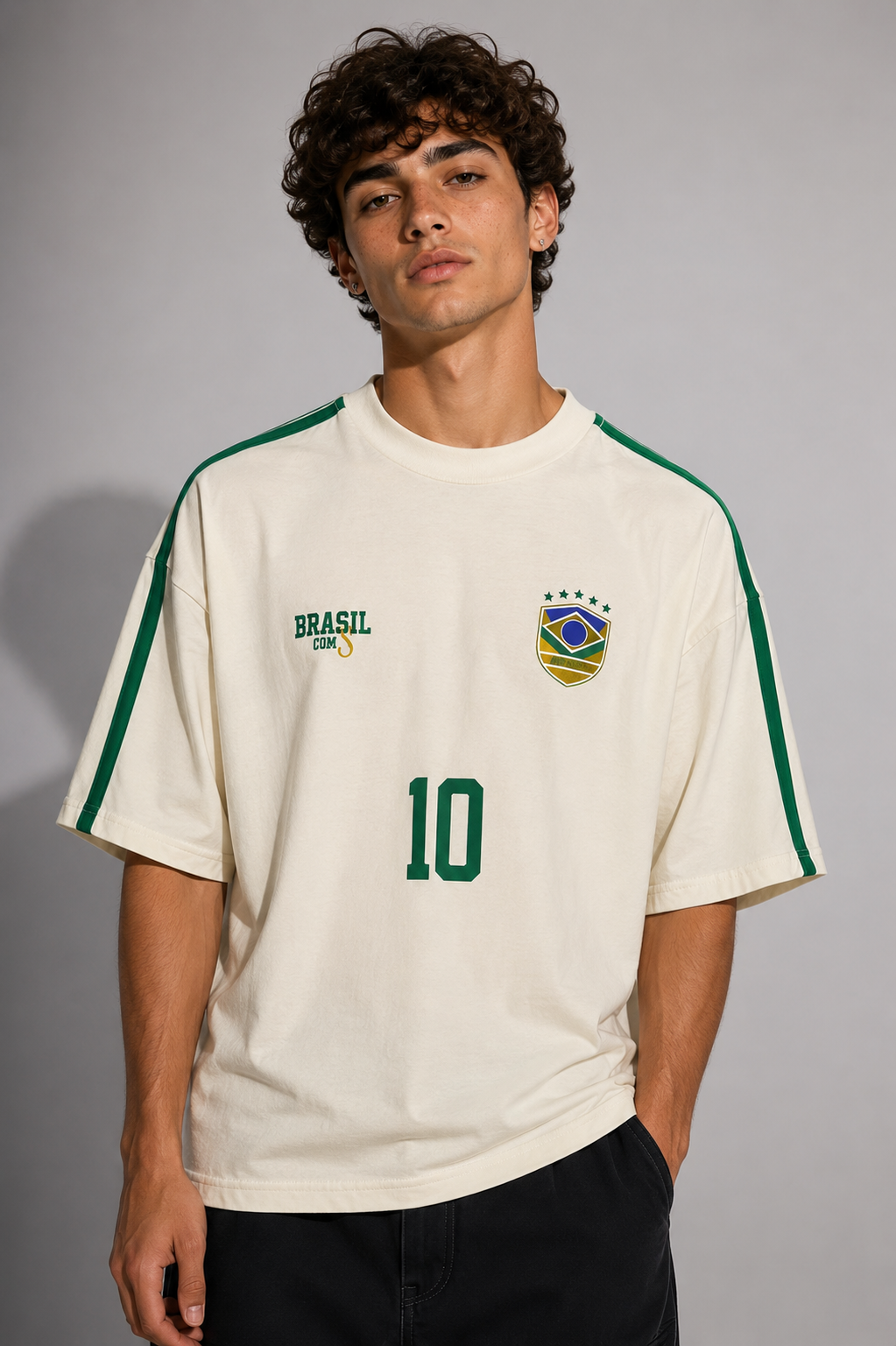 CAMISETA OVERSIZED OFFWHITE BRASIL COM S